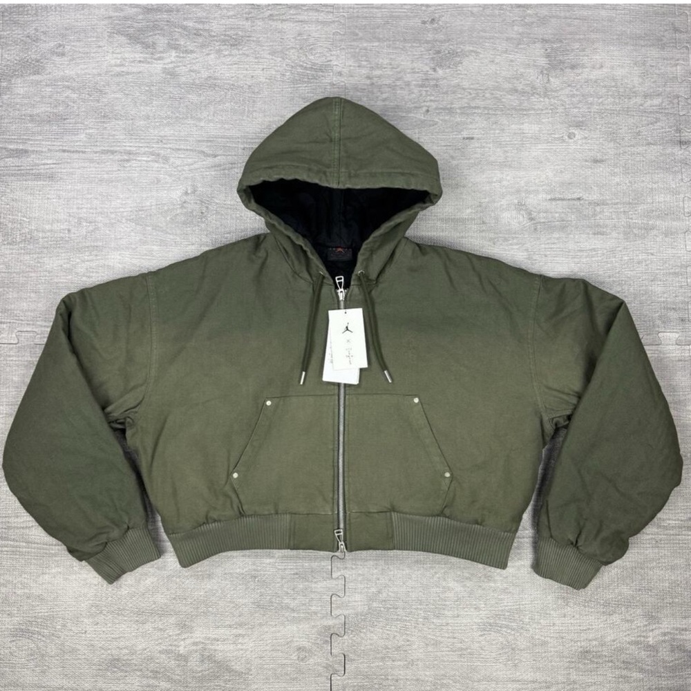 $350 Travis Scott x Jordan Hooded Canvas Jacket Women’s M Cargo Khaki FD9113-325 - Picture 4 of 7